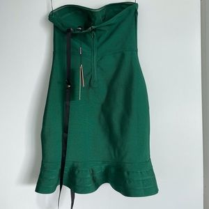 NWT Pretty Little Thing Emerald Green Bandage Frill Hem Mini Dress